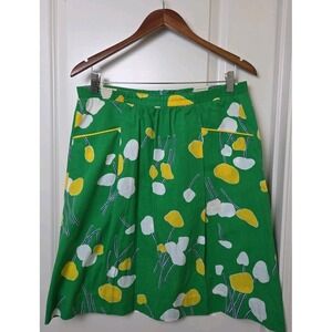 Vintage 70s Peter Popovitch Kelly Green Abstract Floral Skirt Mod Art Deco Label